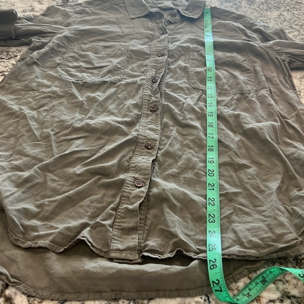 Splendid Damsel Blouse Top Button Down Shirt Jacket Olive Long Sleeve Shirt - Picture 6 of 7